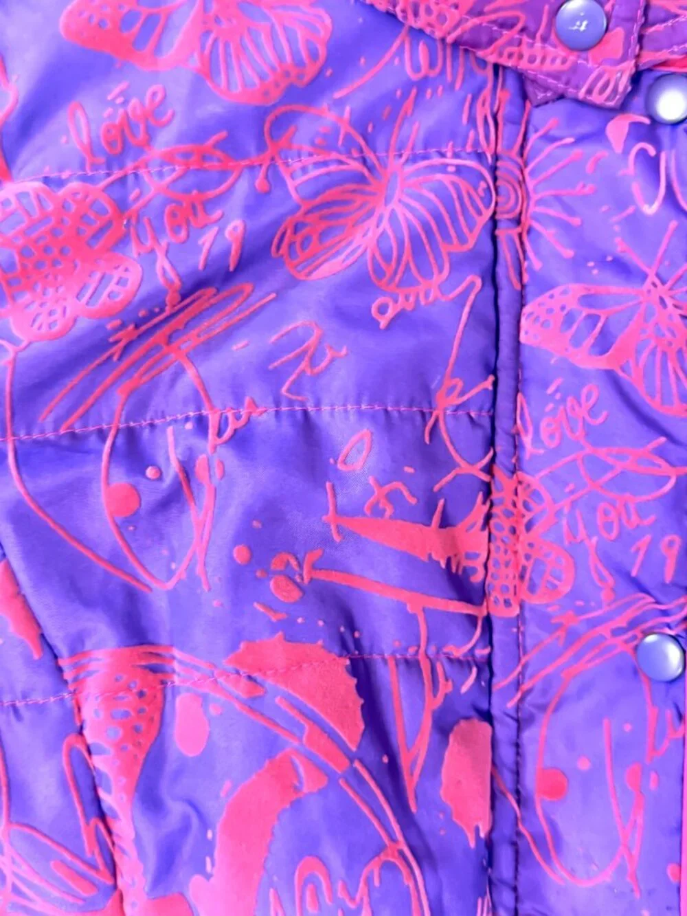 Desigual  'Hume' Ombre Quilted Puffer Coat Kids Girls 13/14 Velvet Flocked Belt